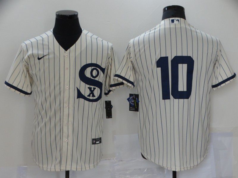 Men Chicago White Sox #10 No Name Cream stripe Dream version Game Nike 2021 MLB Jersey